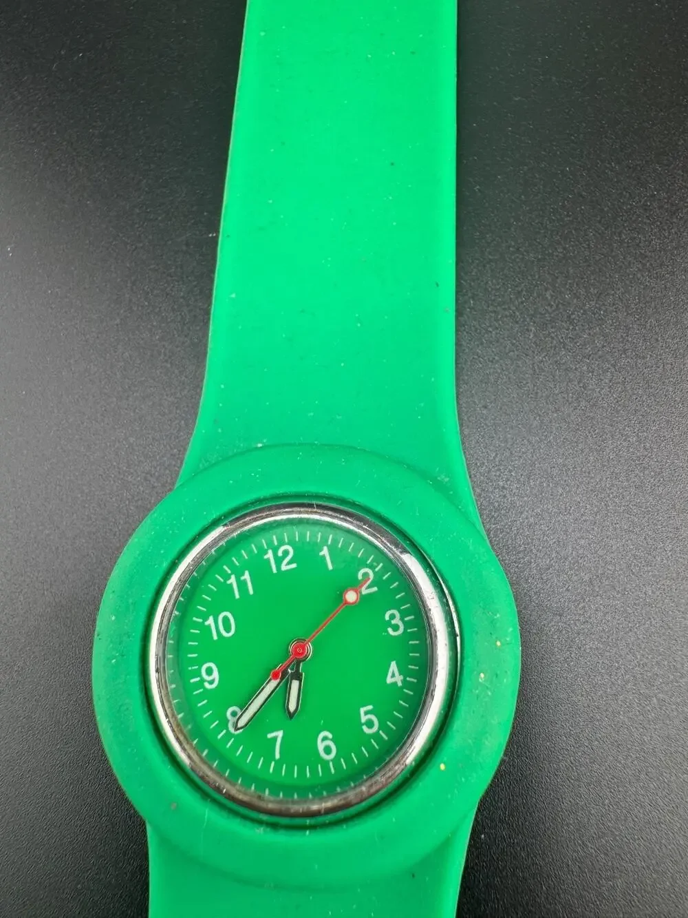 Green Silicone Slap Band Watch Snap Bracelet Style